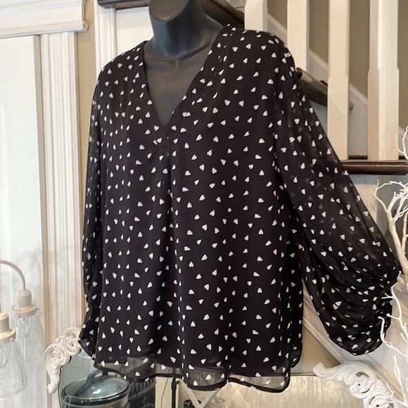 Entro Polka Hearts Blouse Size L - XL - Picture 9 of 9